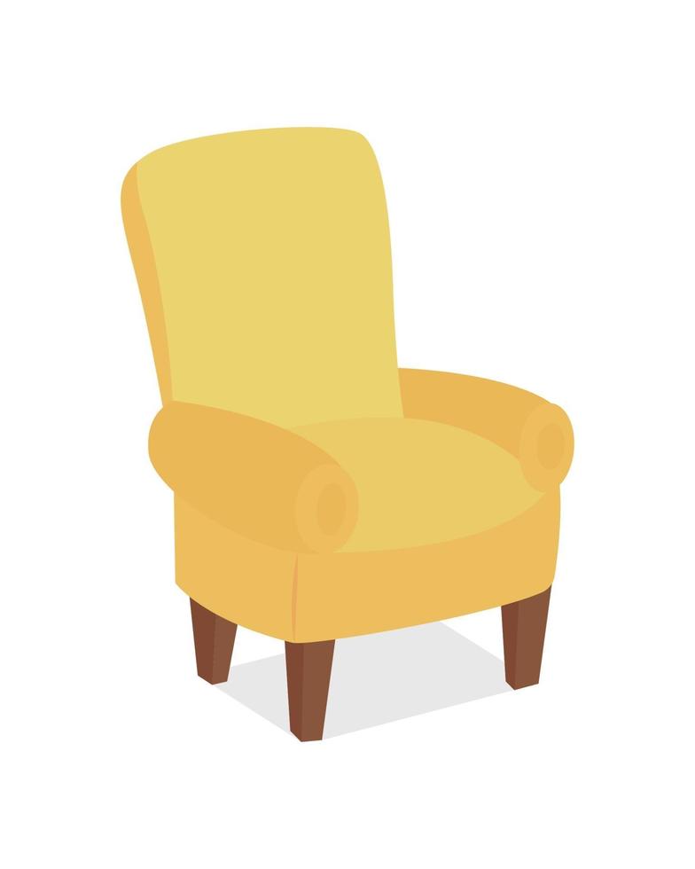 Comfortable yellow armchair semi flat color vector object