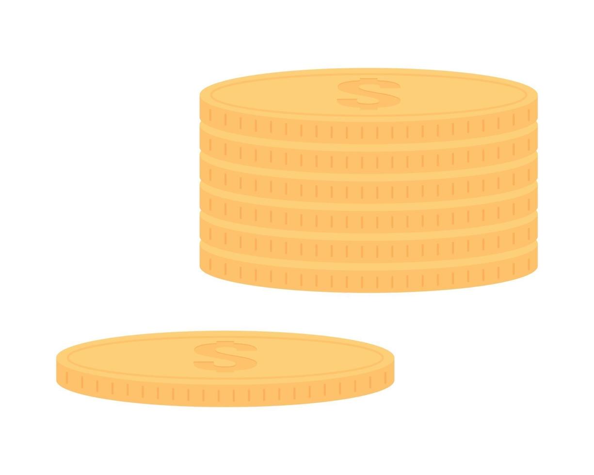 Gold coins semi flat color vector object