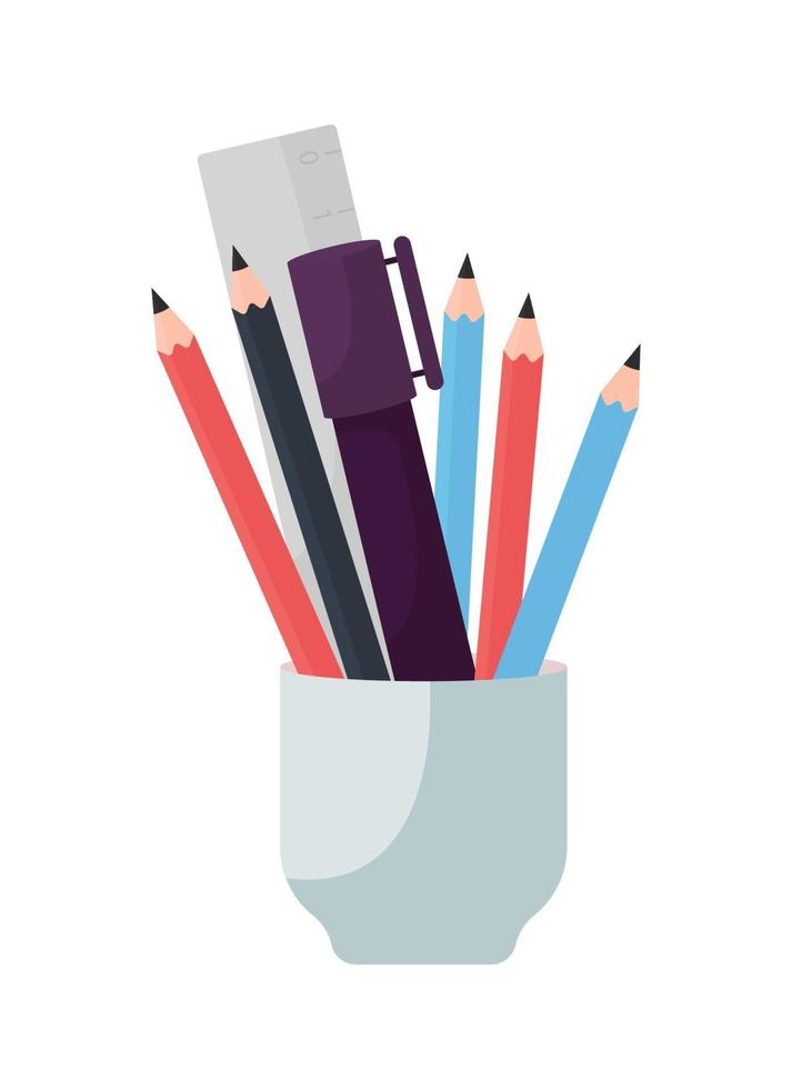 Pencil holder semi flat color vector object