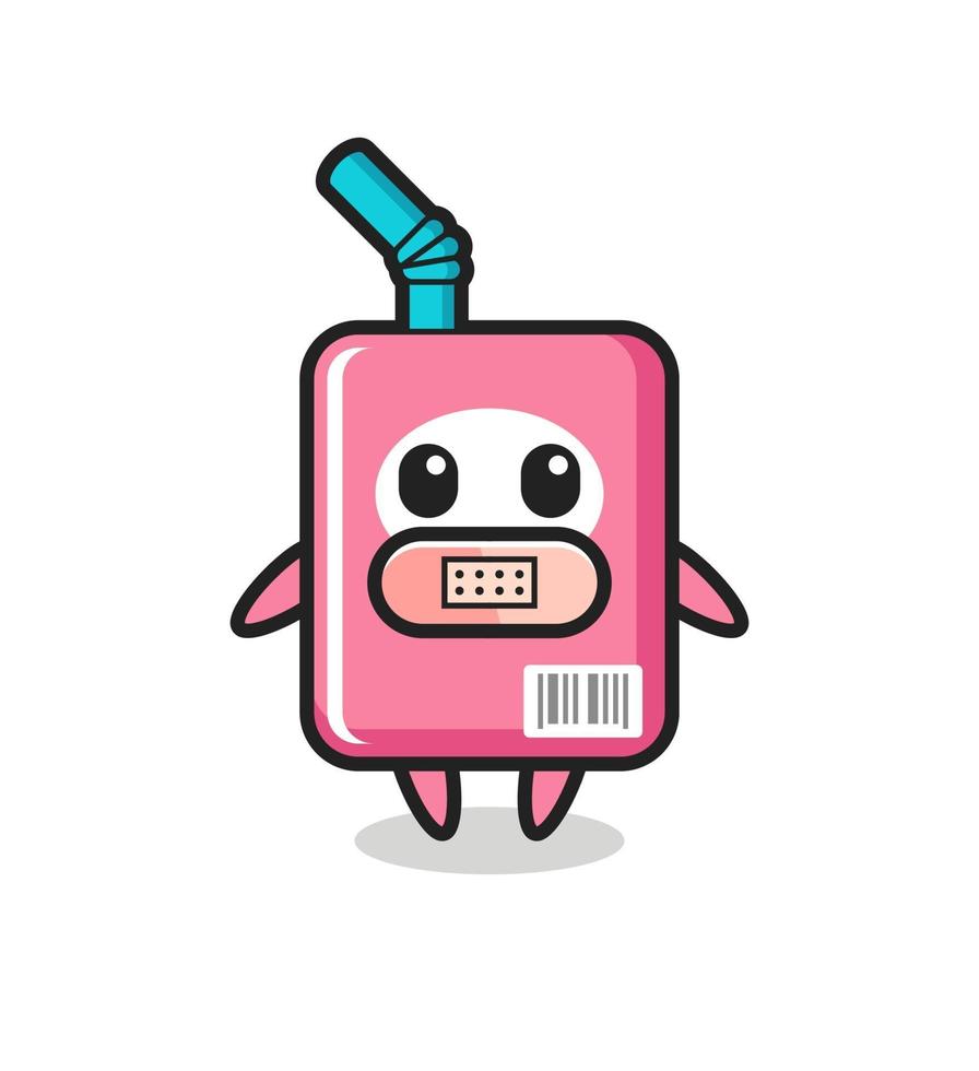 Cartoon Illustration of milk box with tape on mouth vector