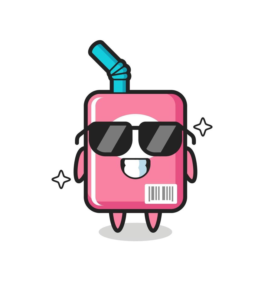 Cartoon mascot of milk box with cool gesture vector