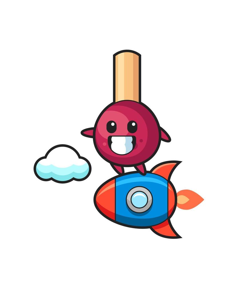matches mascot character riding a rocket vector