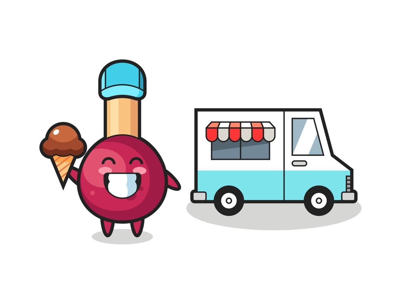 Mascot cartoon of matches with ice cream truck vector