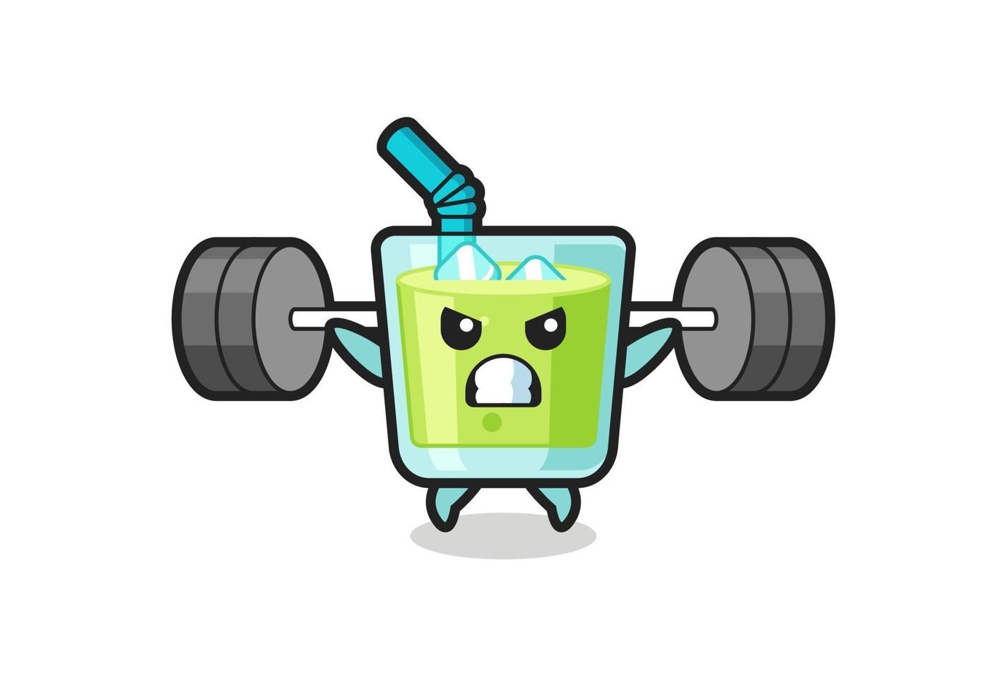 melon juice mascot cartoon with a barbell vector