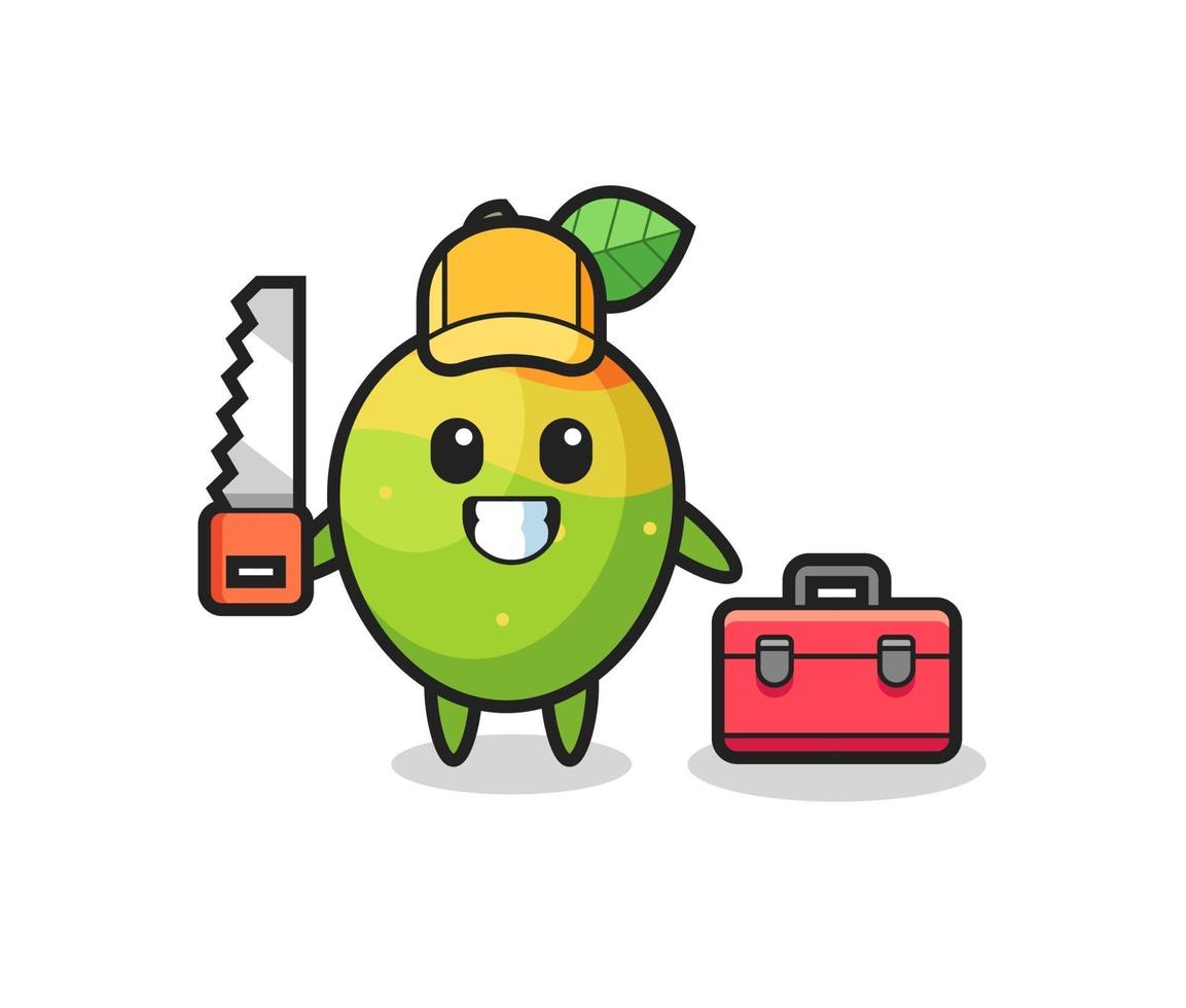 Illustration of mango character as a woodworker vector