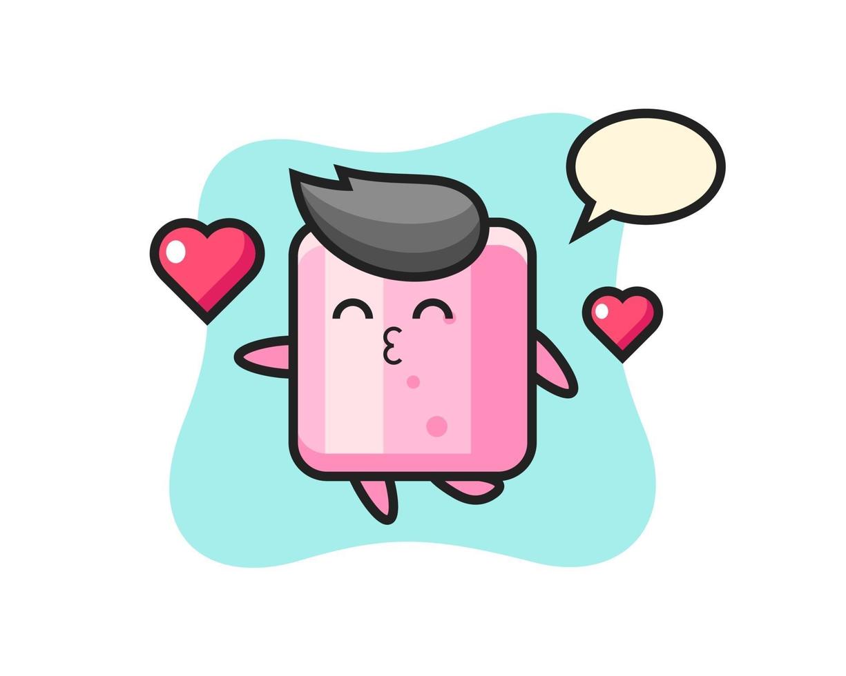 marshmallow character cartoon with kissing gesture vector