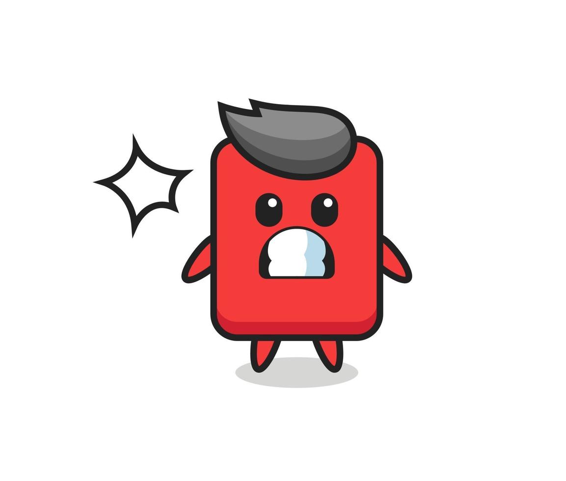 red card character cartoon with shocked gesture vector