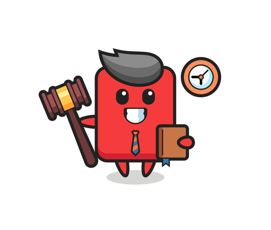 caricatura de mascota de tarjeta roja como juez vector