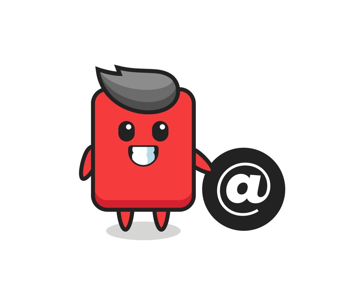 Cartoon Illustration of red card standing beside the At symbol vector