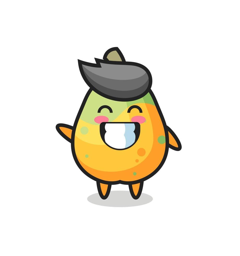 personaje de dibujos animados de papaya haciendo gesto con la mano vector