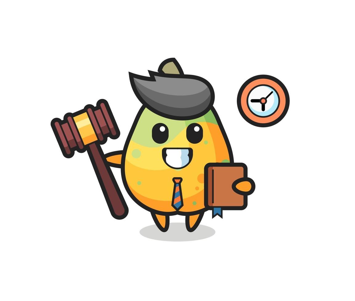 caricatura de mascota de papaya como juez vector