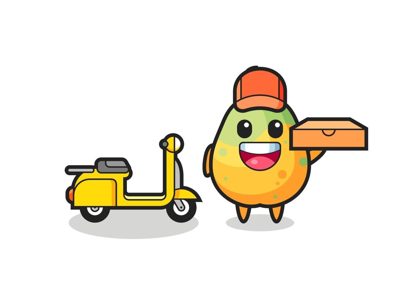 Character Illustration of papaya as a pizza deliveryman vector