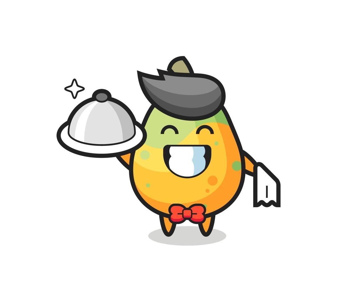 Mascota de personaje de papaya como camareros. vector