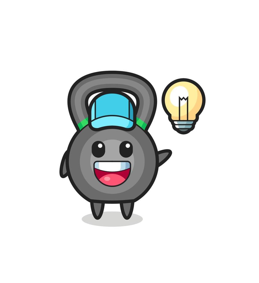 kettlebell character cartoon getting the idea vector
