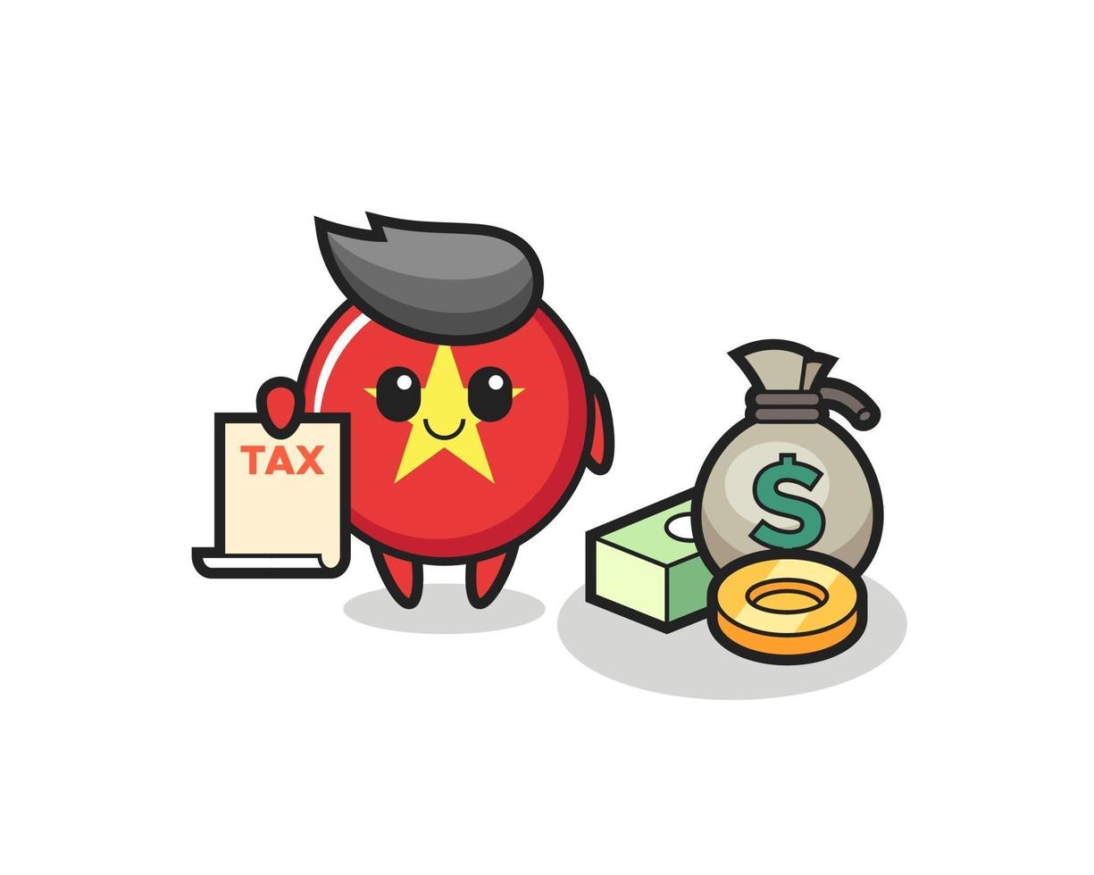 Character cartoon of vietnam flag badge as a accountant vector