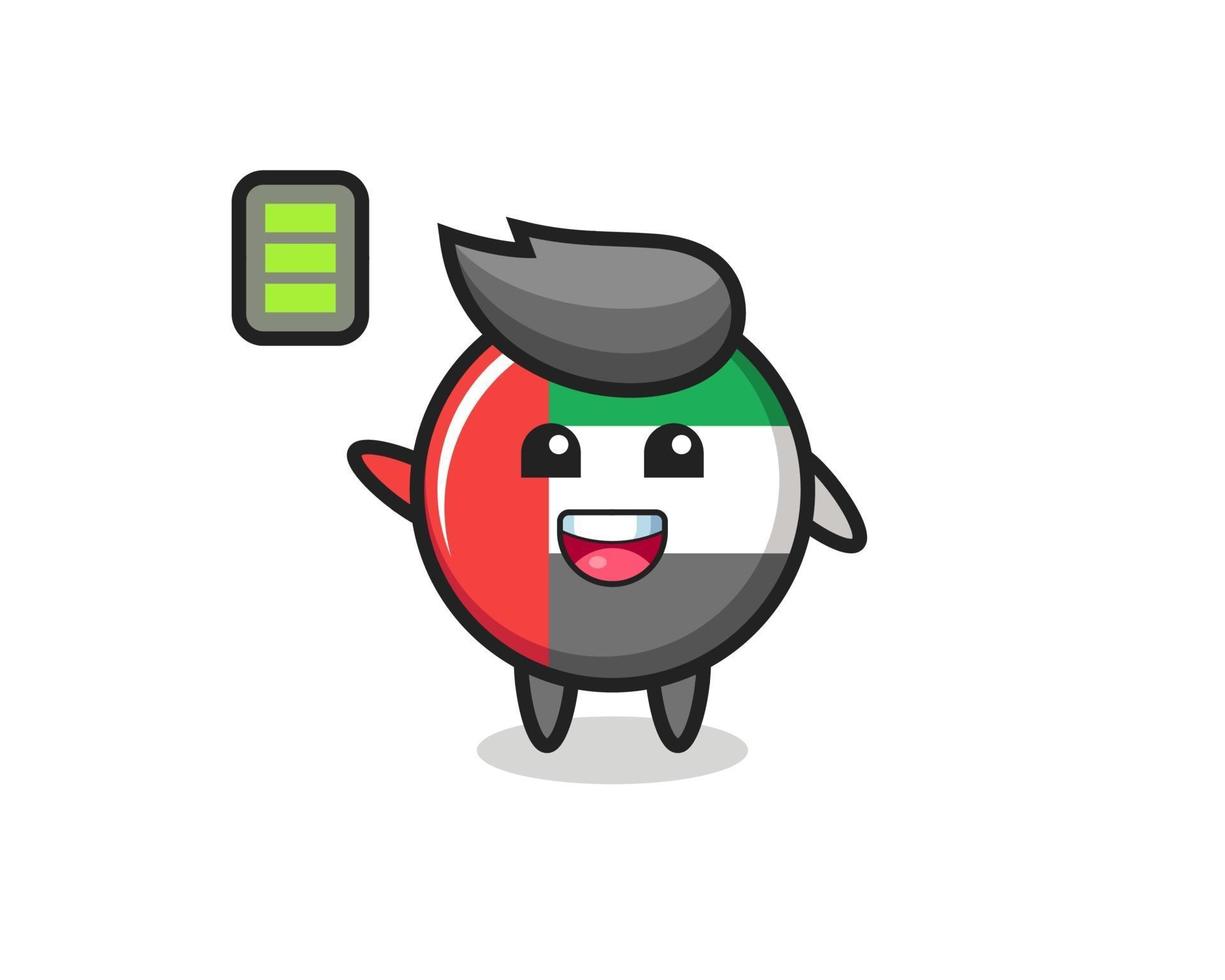 uae flag badge mascot character with energetic gesture vector