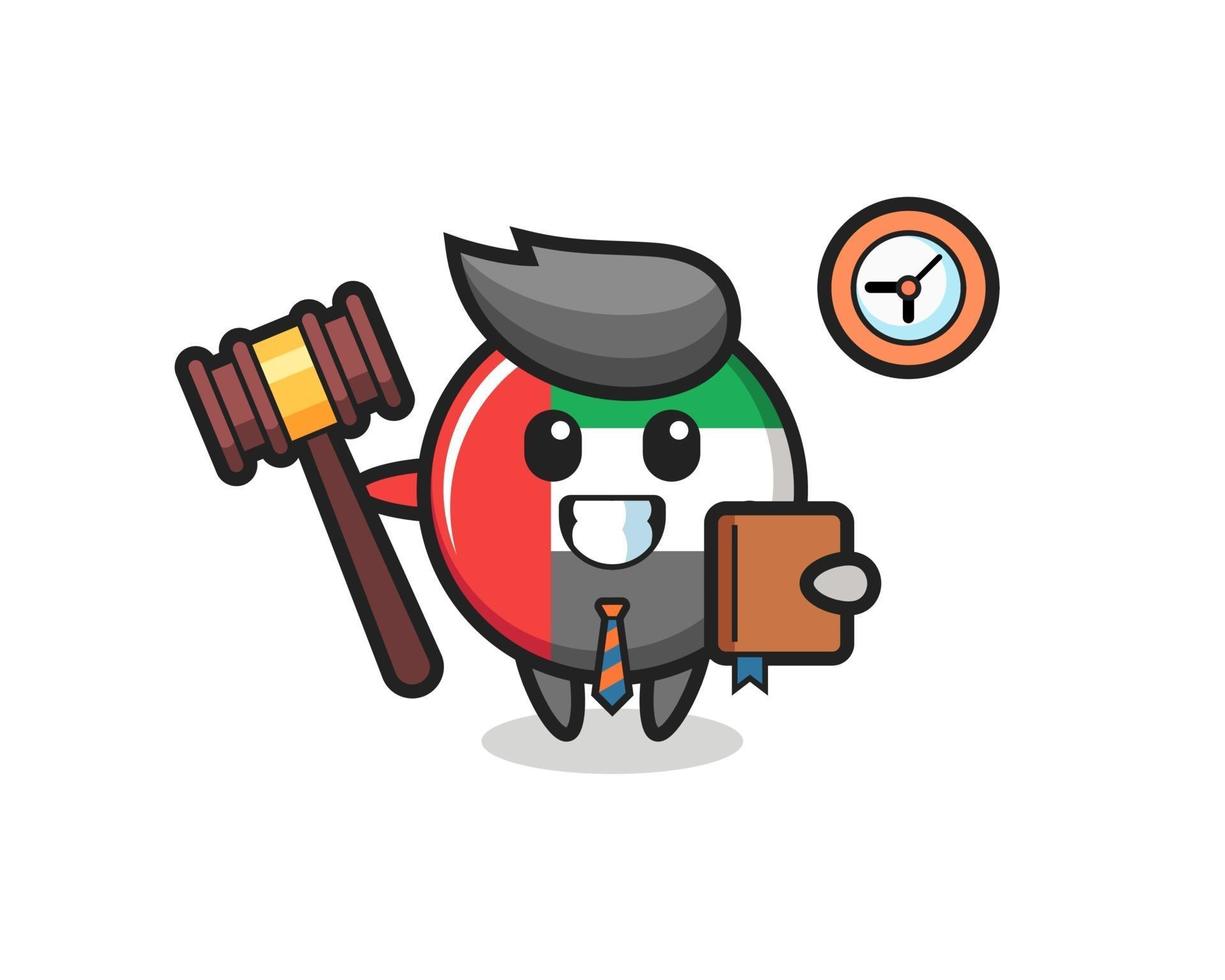 Mascot cartoon of uae flag badge as a judge vector