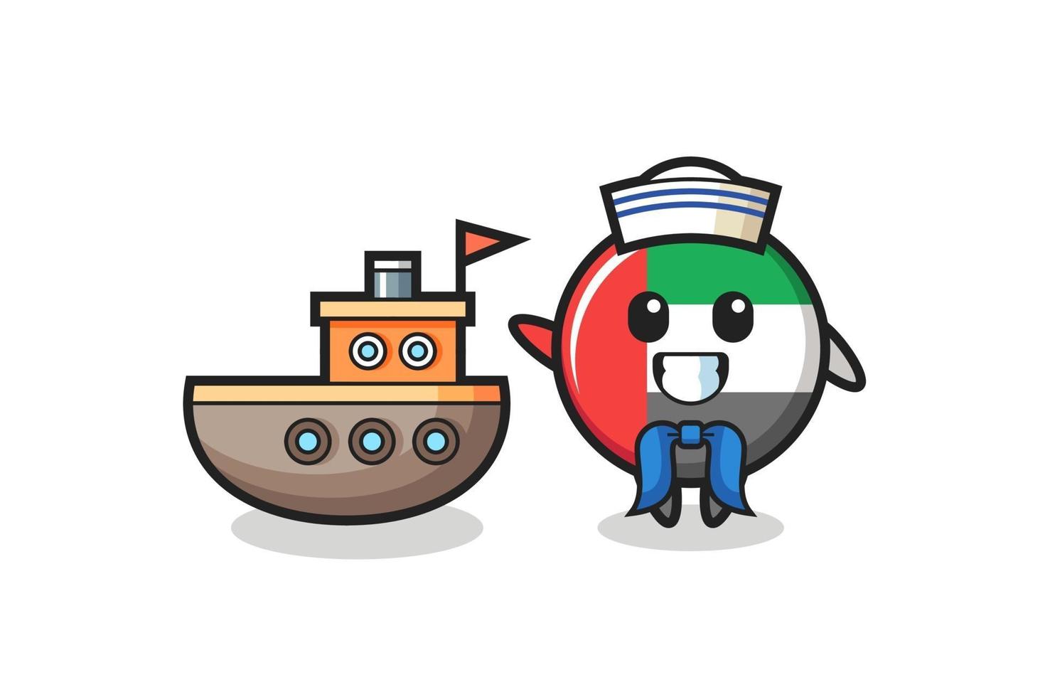 Character mascot of uae flag badge as a sailor man vector