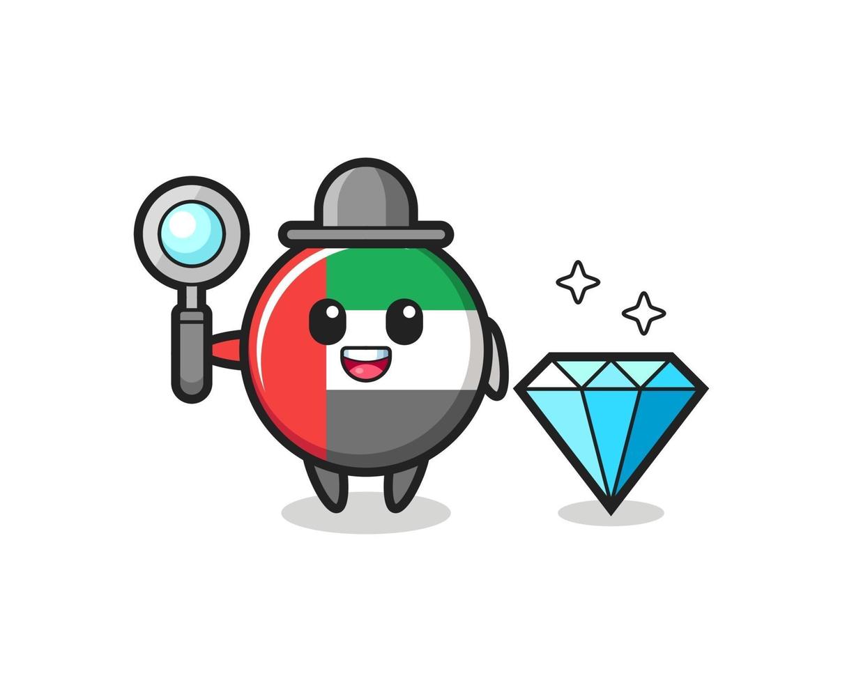 Illustration of uae flag badge character with a diamond vector