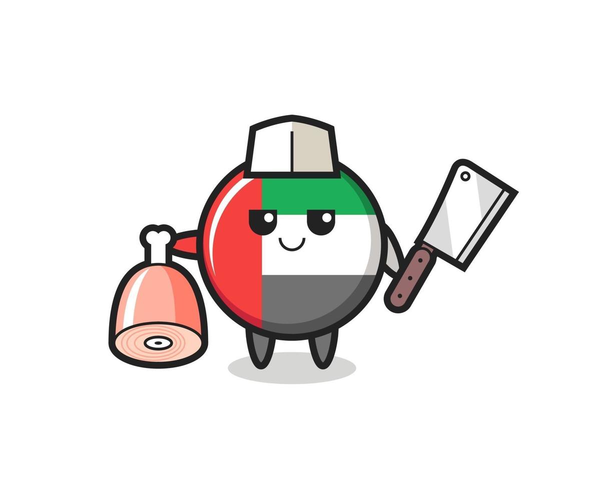 Illustration of uae flag badge character as a butcher vector