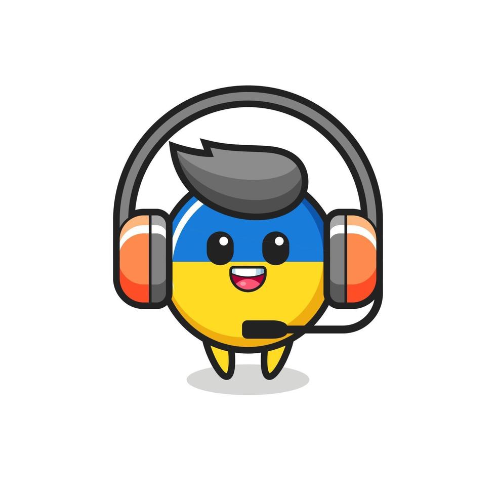 Cartoon mascot of ukraine flag badge as a customer service vector