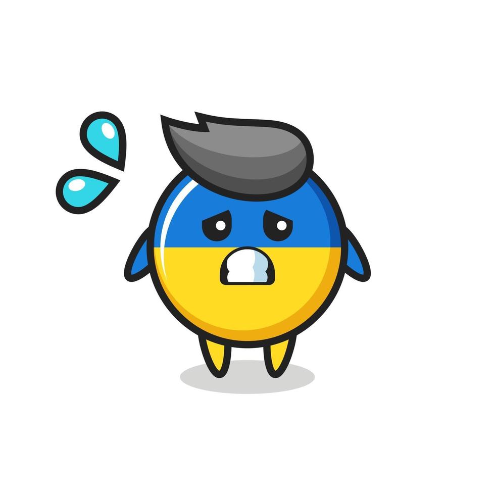 ukraine flag badge mascot character with afraid gesture vector