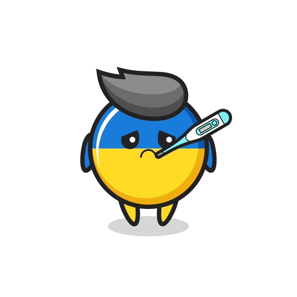 ukraine flag badge mascot character with fever condition vector