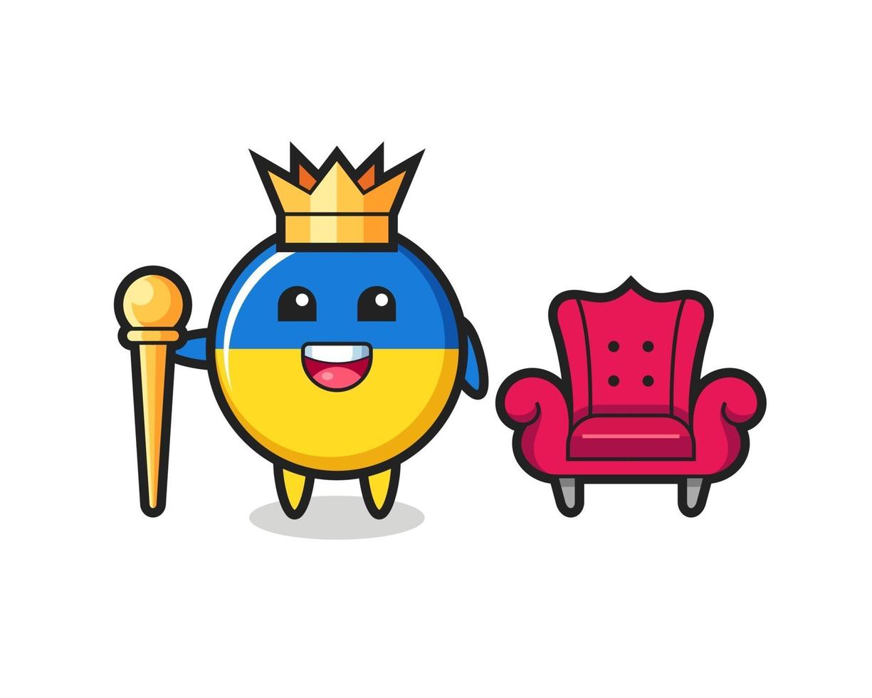 Mascot cartoon of ukraine flag badge as a king vector