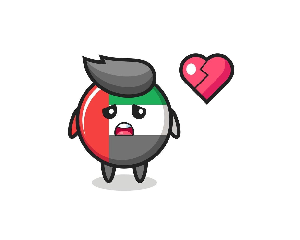 uae flag badge cartoon illustration is broken heart vector