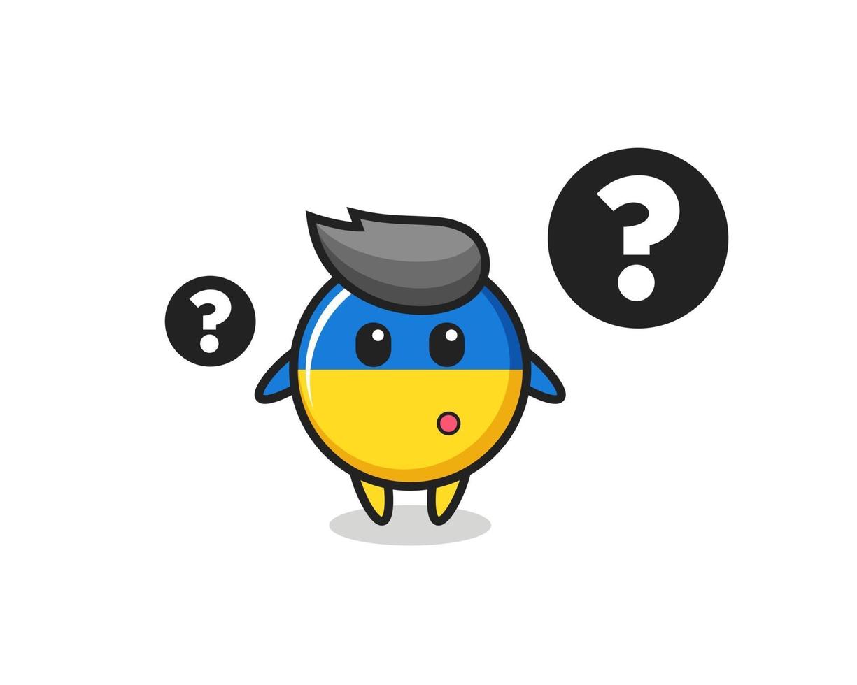 Cartoon Illustration of ukraine flag badge with the question mark vector