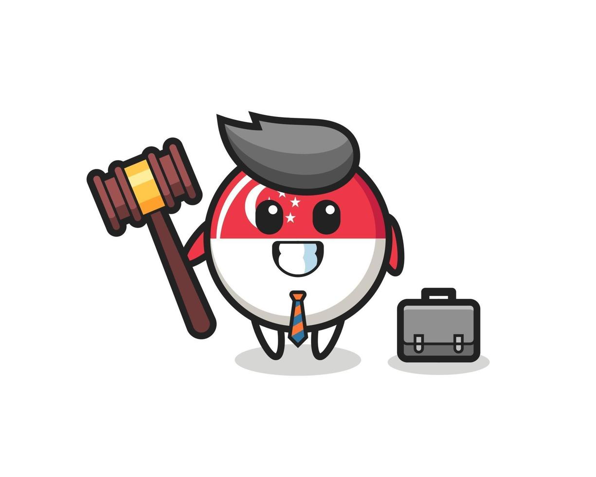 Ilustración de la mascota de la insignia de la bandera de Singapur como abogado vector