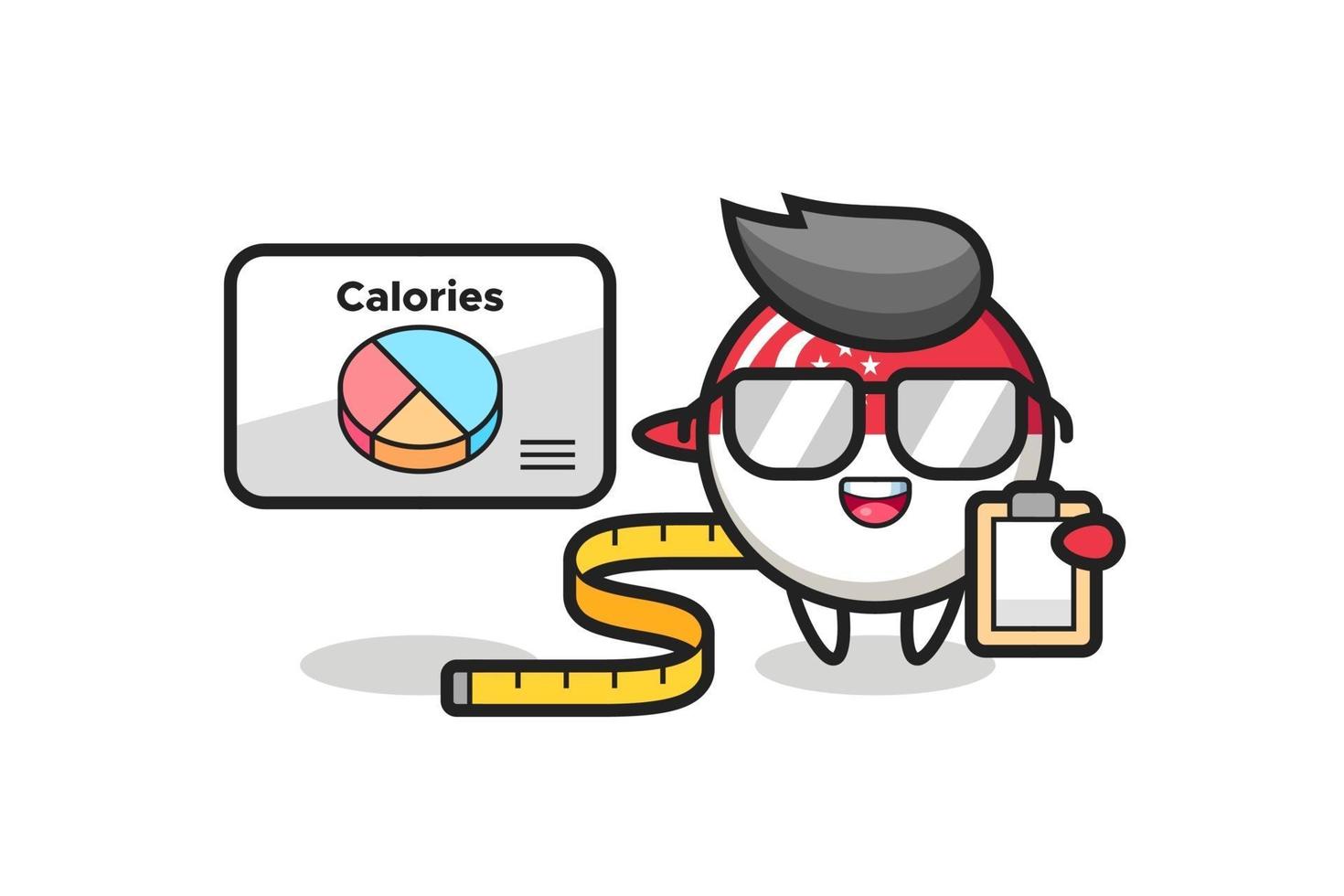 Illustration of singapore flag badge mascot as a dietitian vector