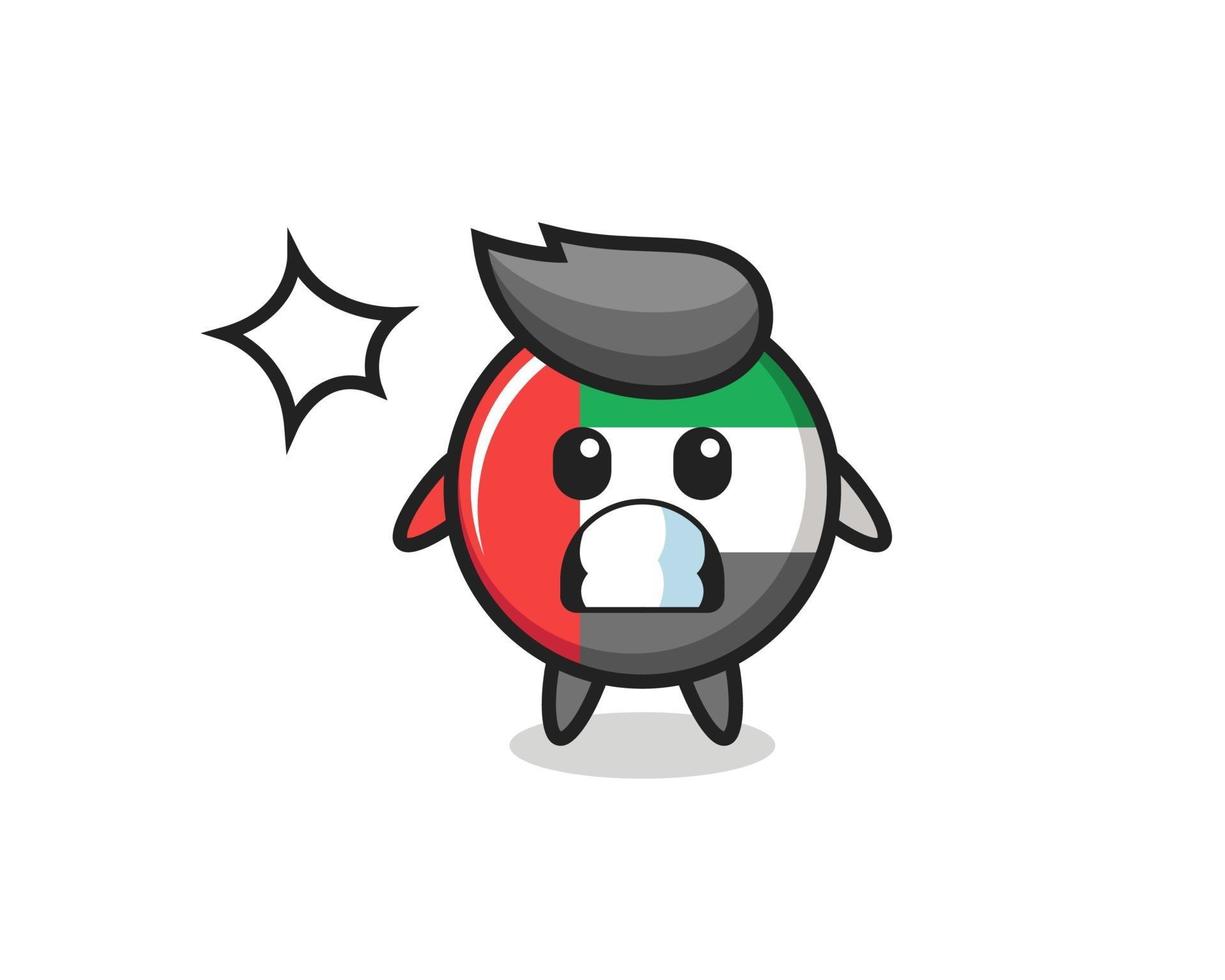 uae flag badge character cartoon with shocked gesture vector