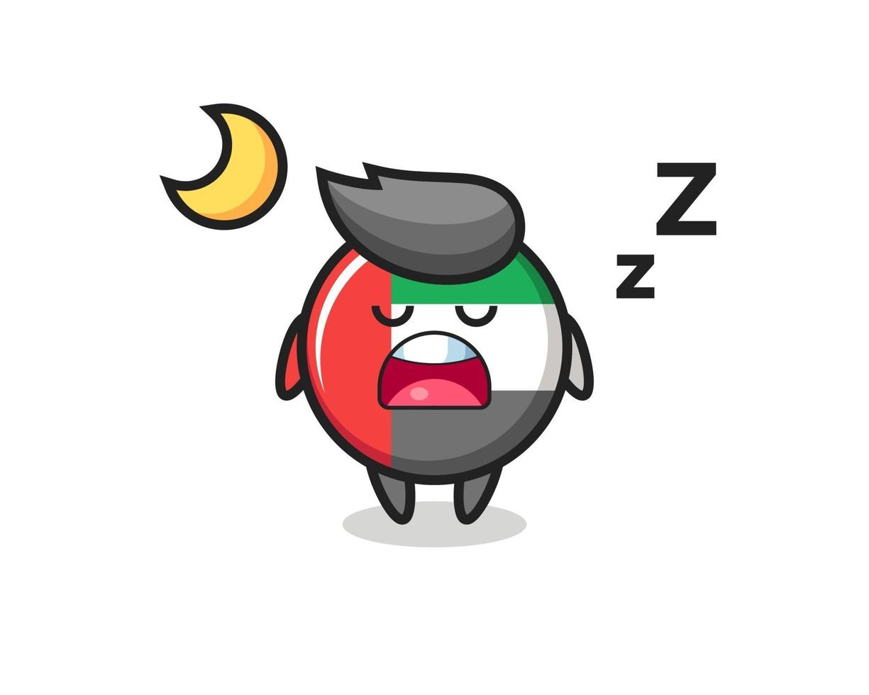 uae flag badge character illustration sleeping at night vector