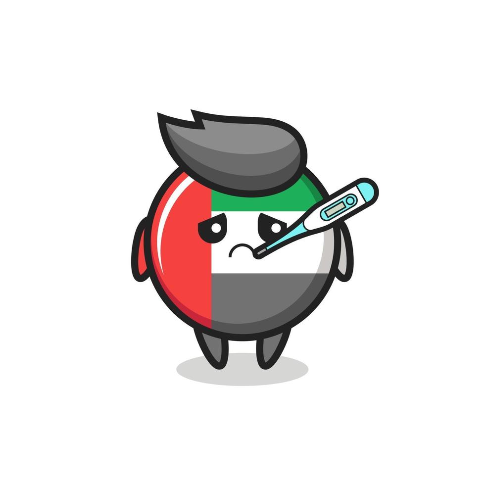 uae flag badge mascot character with fever condition vector