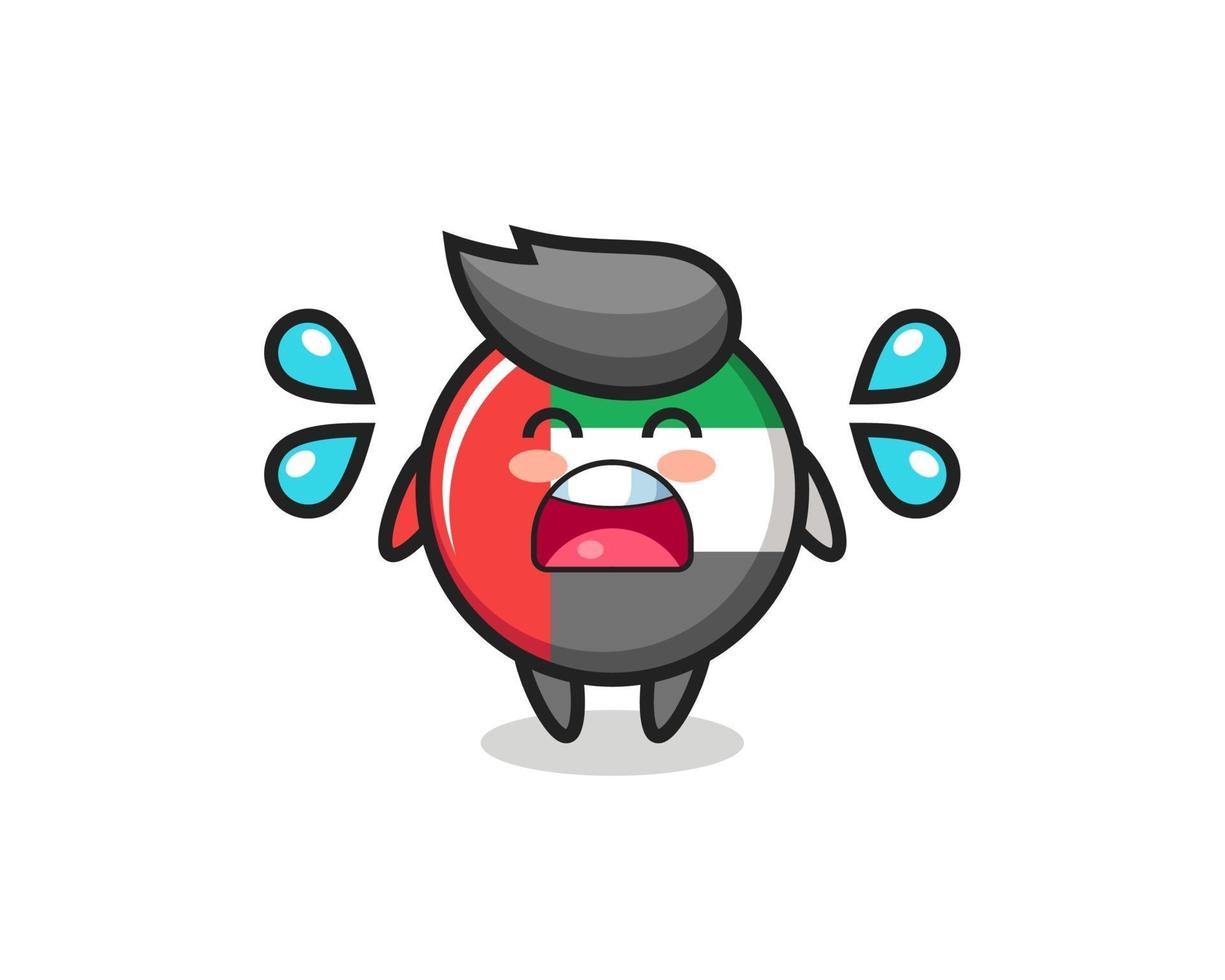 uae flag badge cartoon illustration with crying gesture vector