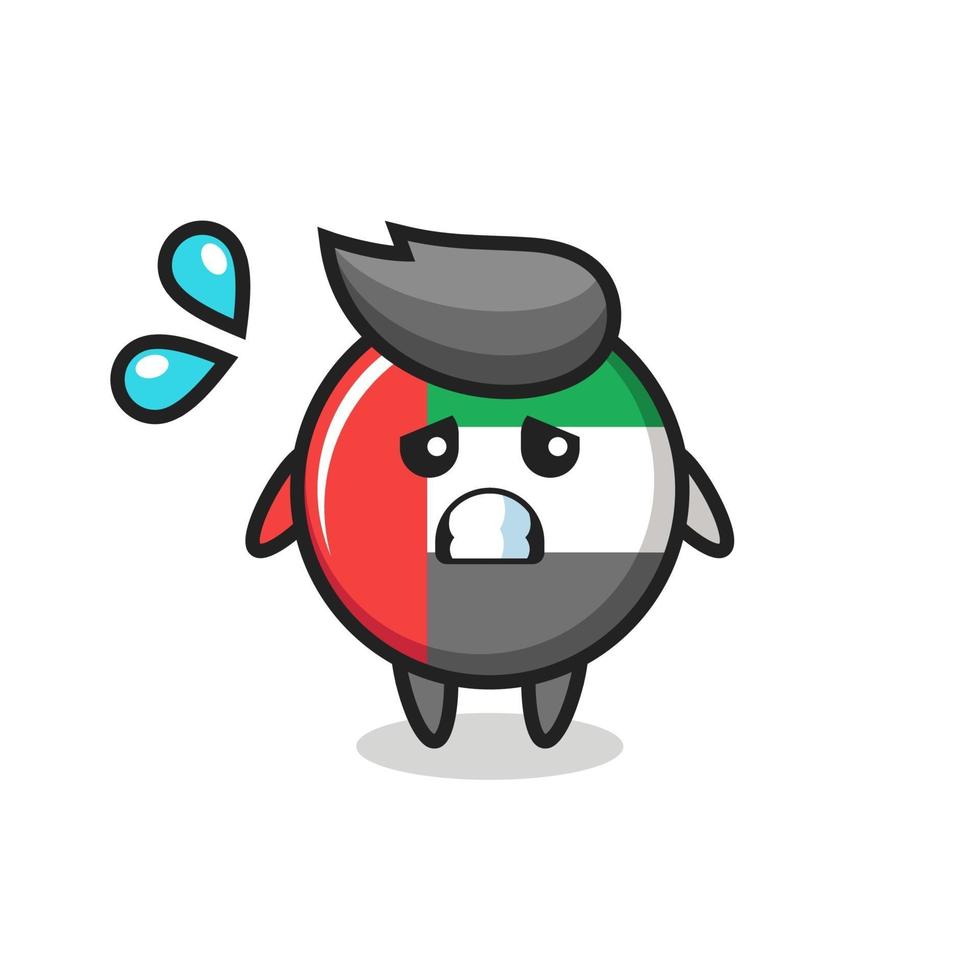 uae flag badge mascot character with afraid gesture vector