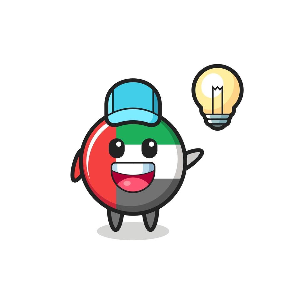 uae flag badge character cartoon getting the idea vector