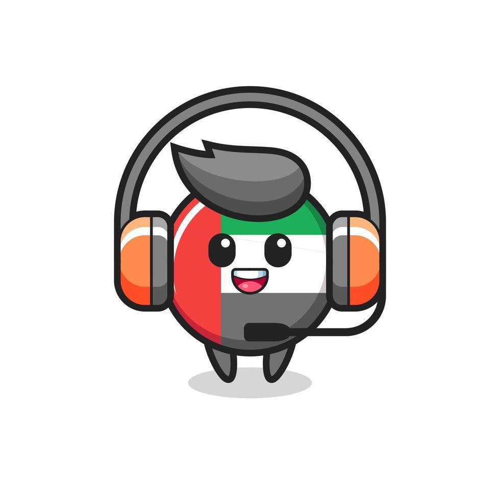 Cartoon mascot of uae flag badge as a customer service vector