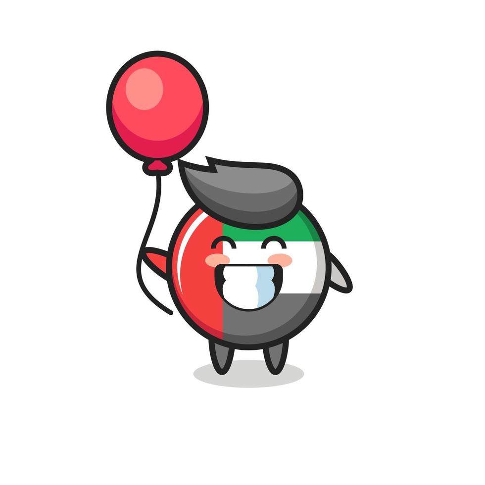 uae flag badge mascot illustration is playing balloon vector