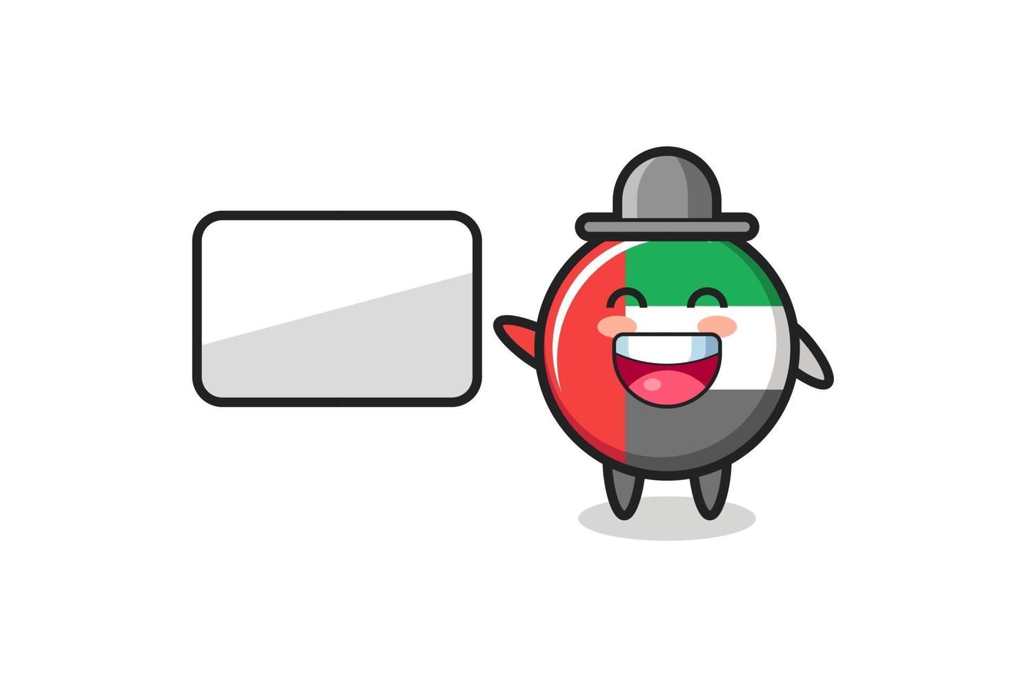 uae flag badge cartoon illustration doing a presentation vector