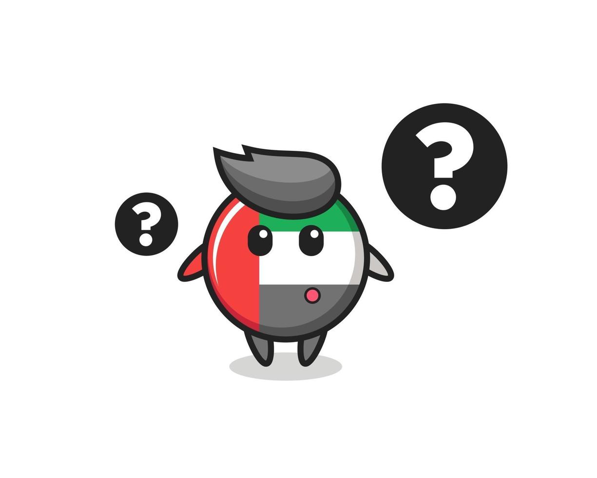 Cartoon Illustration of uae flag badge with the question mark vector