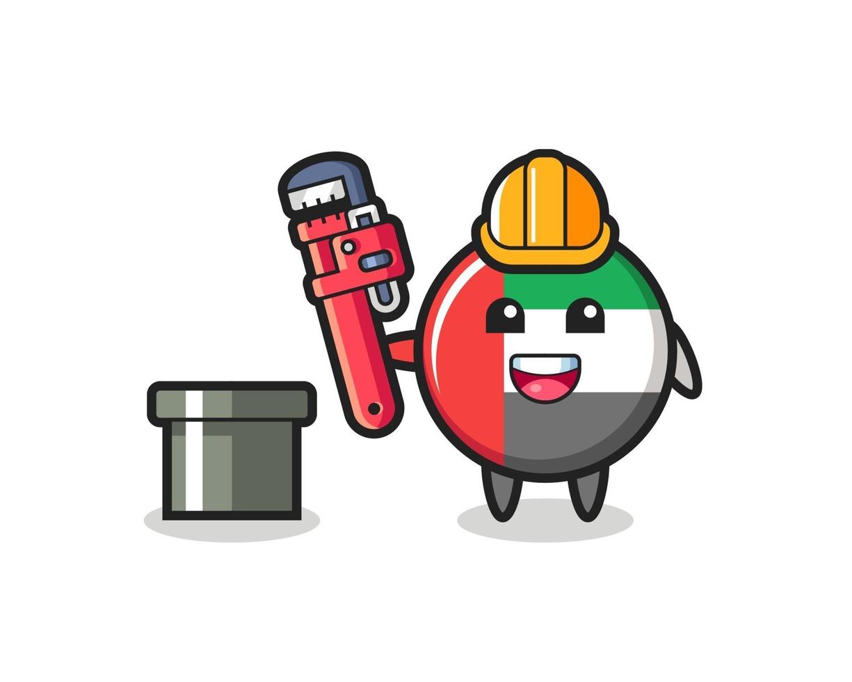 Character Illustration of uae flag badge as a plumber vector