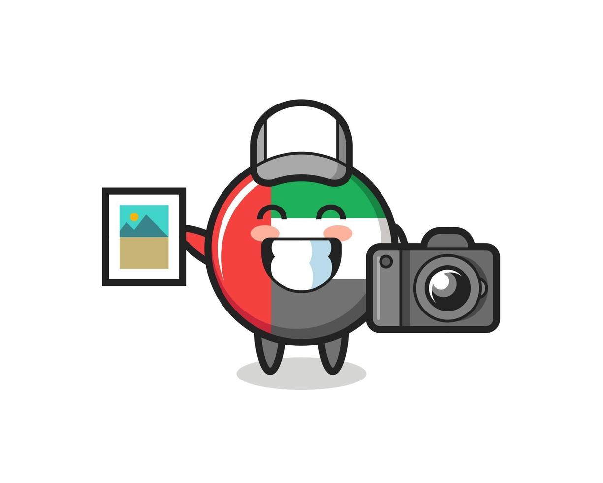 Character Illustration of uae flag badge as a photographer vector