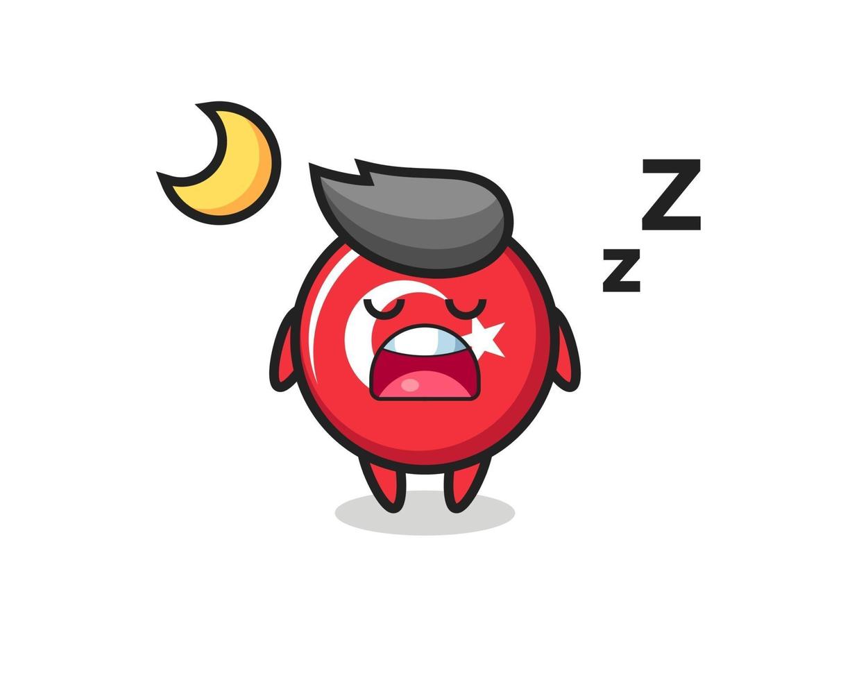 ilustración de personaje de insignia de bandera de pavo durmiendo por la noche vector