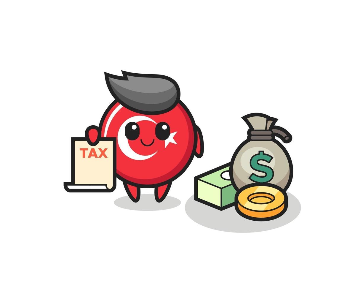 Character cartoon of turkey flag badge as a accountant vector