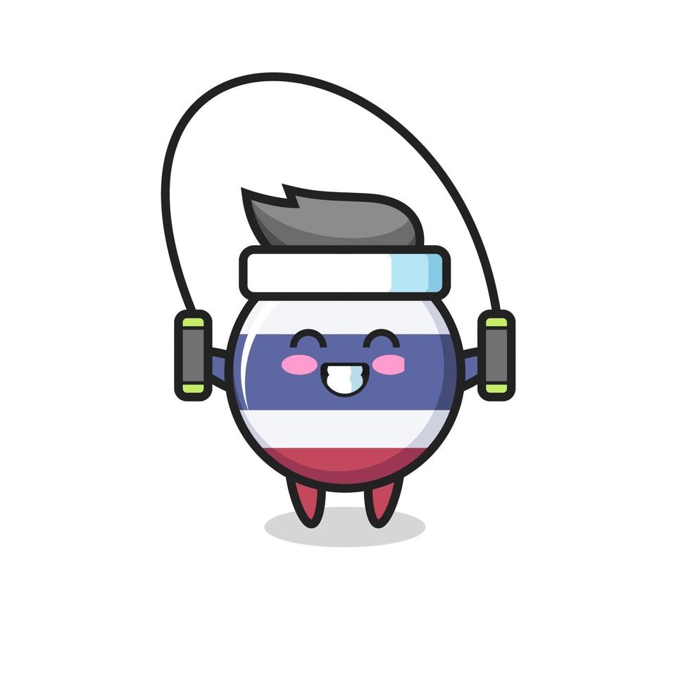 thailand flag badge character cartoon with skipping rope vector