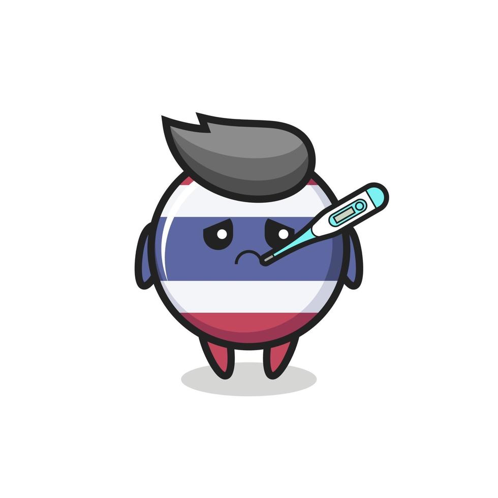 thailand flag badge mascot character with fever condition vector