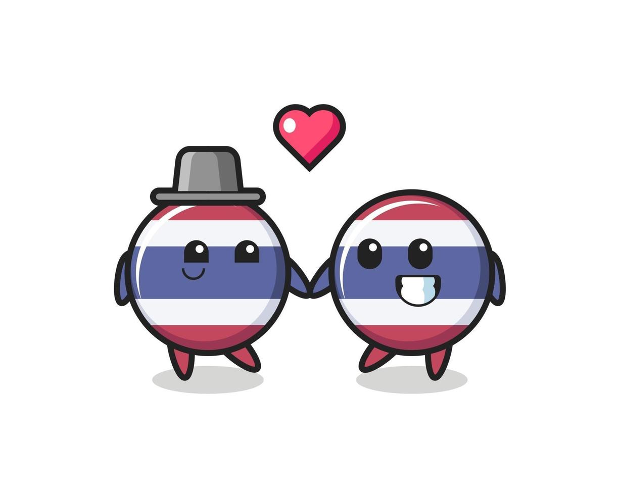 thailand flag badge cartoon character couple with fall in love gesture vector