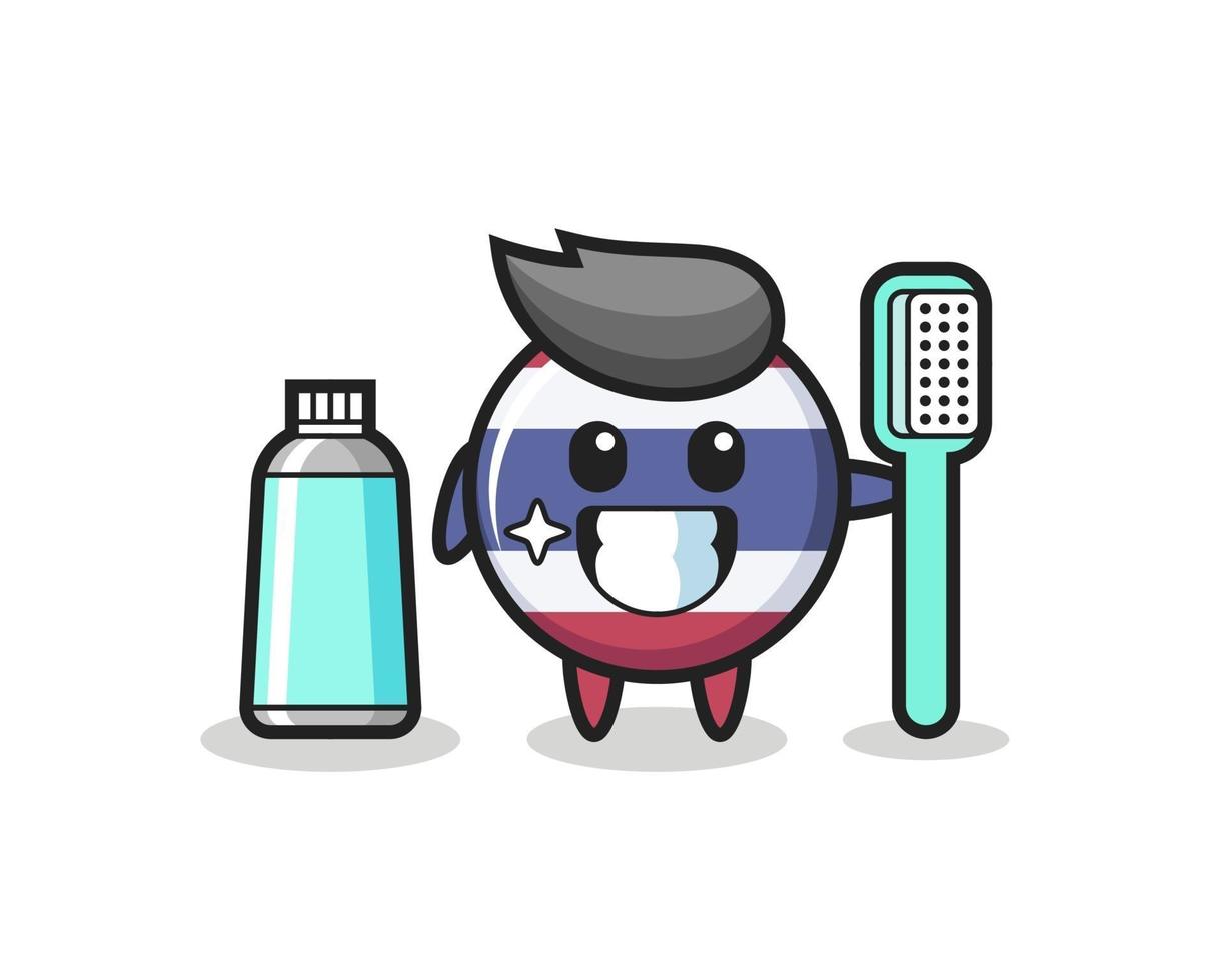 Mascot Illustration of thailand flag badge with a toothbrush vector